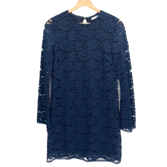 Soprano Dresses & Skirts - Navy Blue Long Sleeve Stretch Lace Mini Dress Medium Soprano for Macy’s Medium